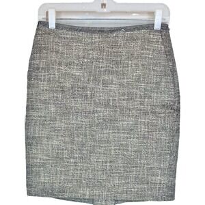Ann Taylor Tweed Skirt 4P 4 Petite Small Beige Gray Pencil Straight Italian